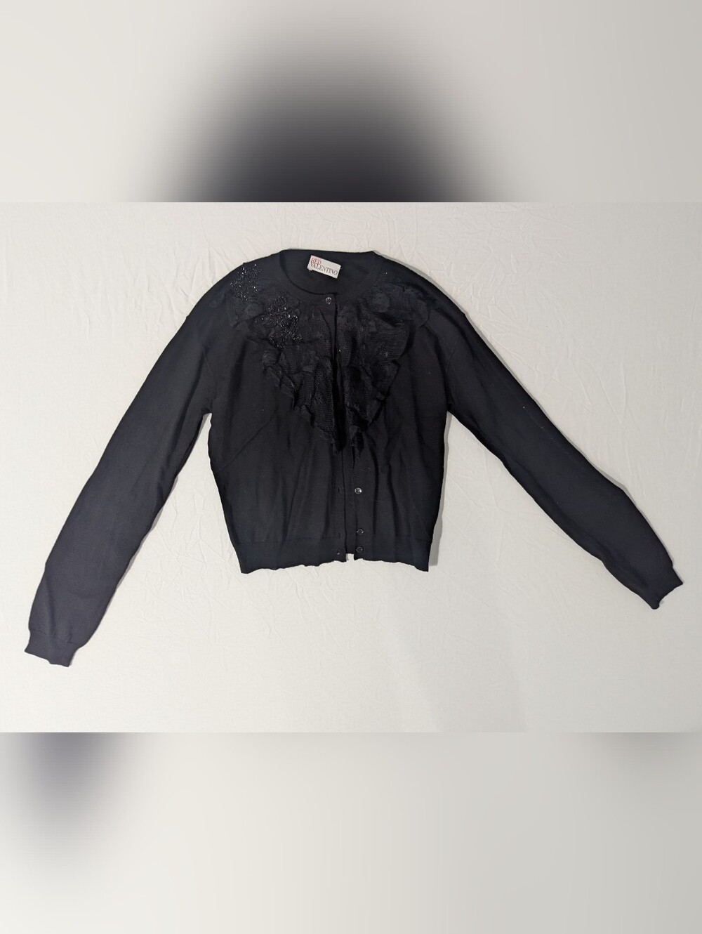Red Valentino Women's Wool Cardigan Sweater With Lace Detail Size XS